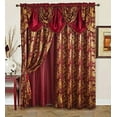 thumbnail image 1 of GLORY RUGS Jacquard Luxury Window 2 Panel Set Burgundy Curtain with Attached Valance and Backing Bedroom Living Room Dining 2 Curtains 55x84 inches Each Jana, 1 of 10