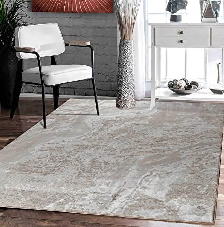 GLORY RUGS Modern Abstract Dining Pattern Area Rug 5x7 Beige Cream for ...