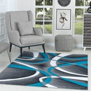 GLORY RUGS Modern Area Rug 5x7 Turquoise Swirls Carpet Bedroom Living Room Contemporary Dining Accent Sevilla Collection 4816A