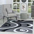 thumbnail image 1 of GLORY RUGS Modern Area Rug Swirls Carpet Bedroom Living Room Contemporary Dining Accent Sevilla Collection 4817 (4x6, Grey Black), 1 of 5