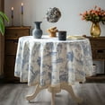 thumbnail image 1 of GLORY SEASON Rustic Tablecloth French Village Linen Fabric Table Cover Decoration for Kitchen Dining 60in Round Blue, 1 of 7