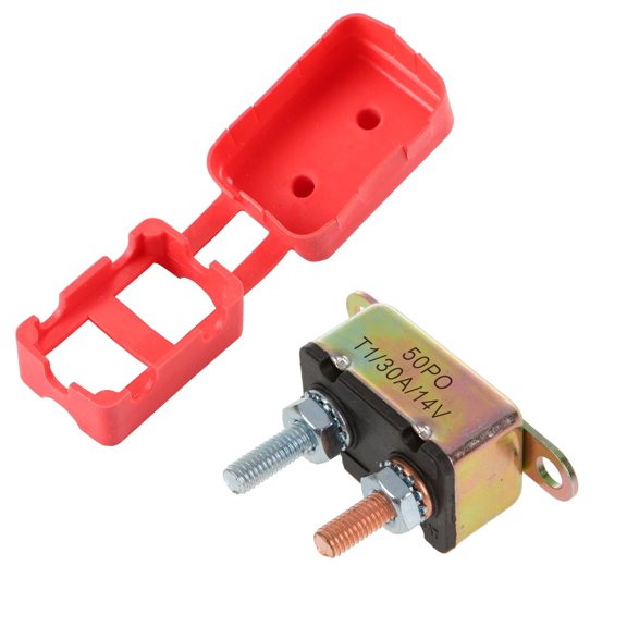 GLOSO E513 Stud Bolt Type Circuit Breaker, Auto Reset (T1), Lengthwise Bracket, Metal, (30 Amp - Single pack)