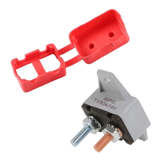 GLOSO E517 Stud Bolt Type Circuit Breaker, Auto Reset (T1), Crosswise Bracket, Plastic, (50 Amp - Single pack)