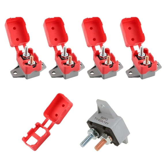 GLOSO E517 Stud Bolt Type Circuit Breaker, Auto Reset (T1), Crosswise Bracket, Plastic, (40 Amp - 5 pack)