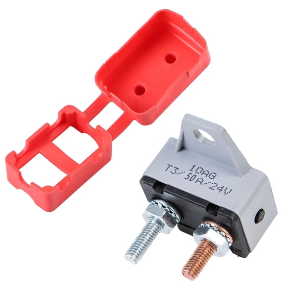 GLOSO E530 Stud Bolt Type Circuit Breaker, Manual Reset (T3), Single Mounting Bracket, Plastic, (50 Amp - Single pack)