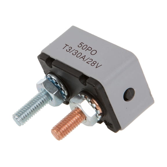 GLOSO E536 Stud Bolt Type Circuit Breaker, Manual Reset (T1), No Bracket, Plastic, (30 Amp - Single pack)