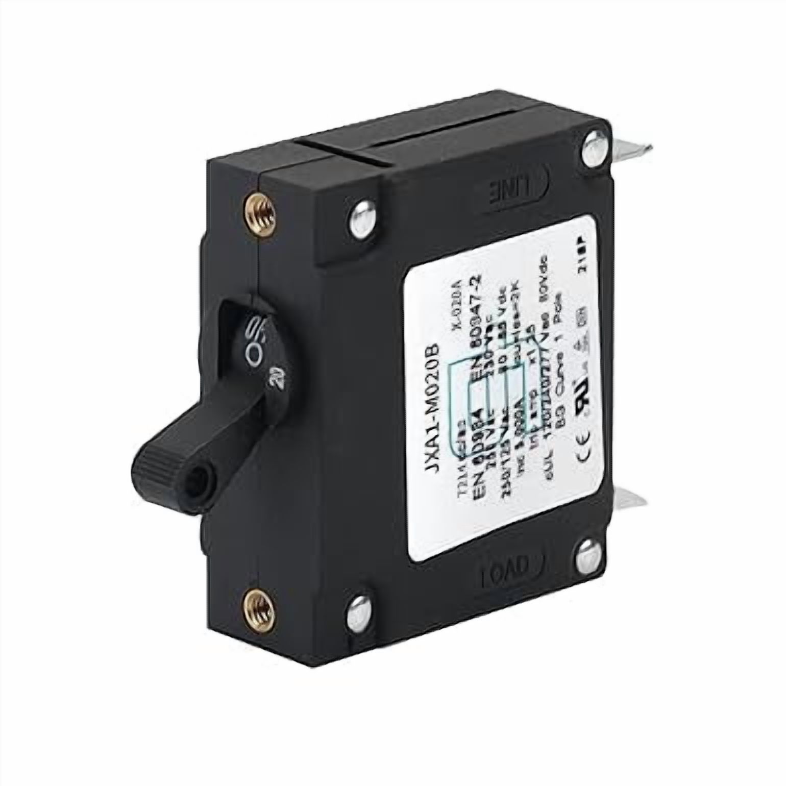 GLOSO J Type Hydraulic Magnetic 20A Circuit Breaker, Black Toggle, Single Pole, AC/DC Manual Reset Switch, J1P