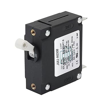 GLOSO J Type Hydraulic Magnetic 30A Circuit Breaker, White Toggle, Single Pole, AC/DC Manual Reset Switch, J1P