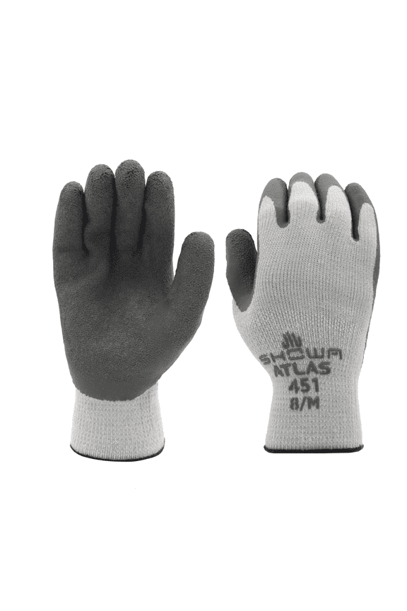 ® ATLAS® 451 General Purpose Insulated Work Gloves, Natural Rubber Palm Coating, Medium, 12 Pairs