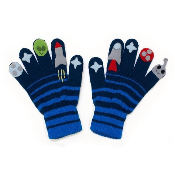 GLOVE-SPACE M 100 Percent Acrylic Blue Space Hero Gloves - Medium - Age 3-6