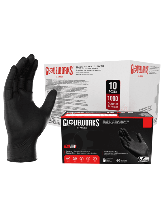 Black Nitrile Gloves for Auto, Detailing, Mechanics, XXL, 1000 Count