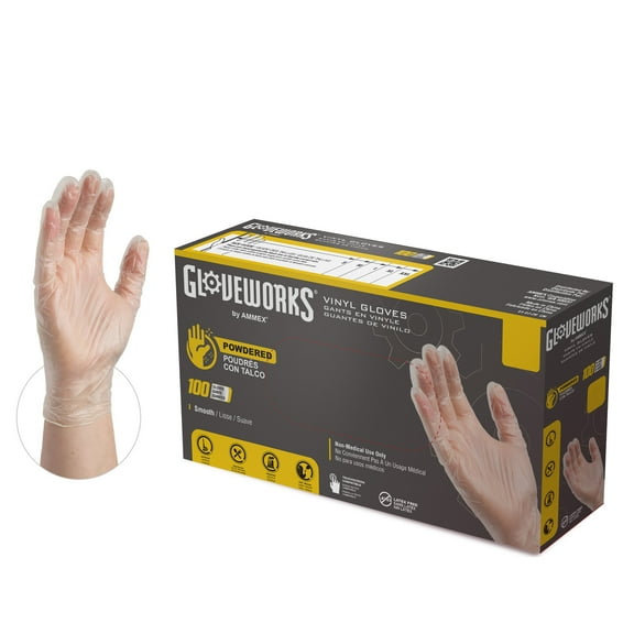 GLOVEWORKS Clear Vinyl Disposable Gloves, 3 Mil, X-Large, 100/Box