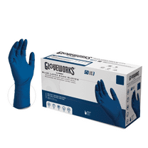 GLOVEWORKS HD Latex, Powder Free, Medical Disposable Gloves, Medium, Blue, 50/Box