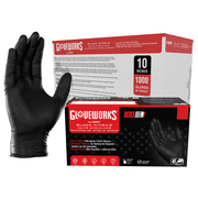 GLOVEWORKS Medium Duty Black Nitrile Gloves for Auto, Mechanics, XXL, 1000 Count