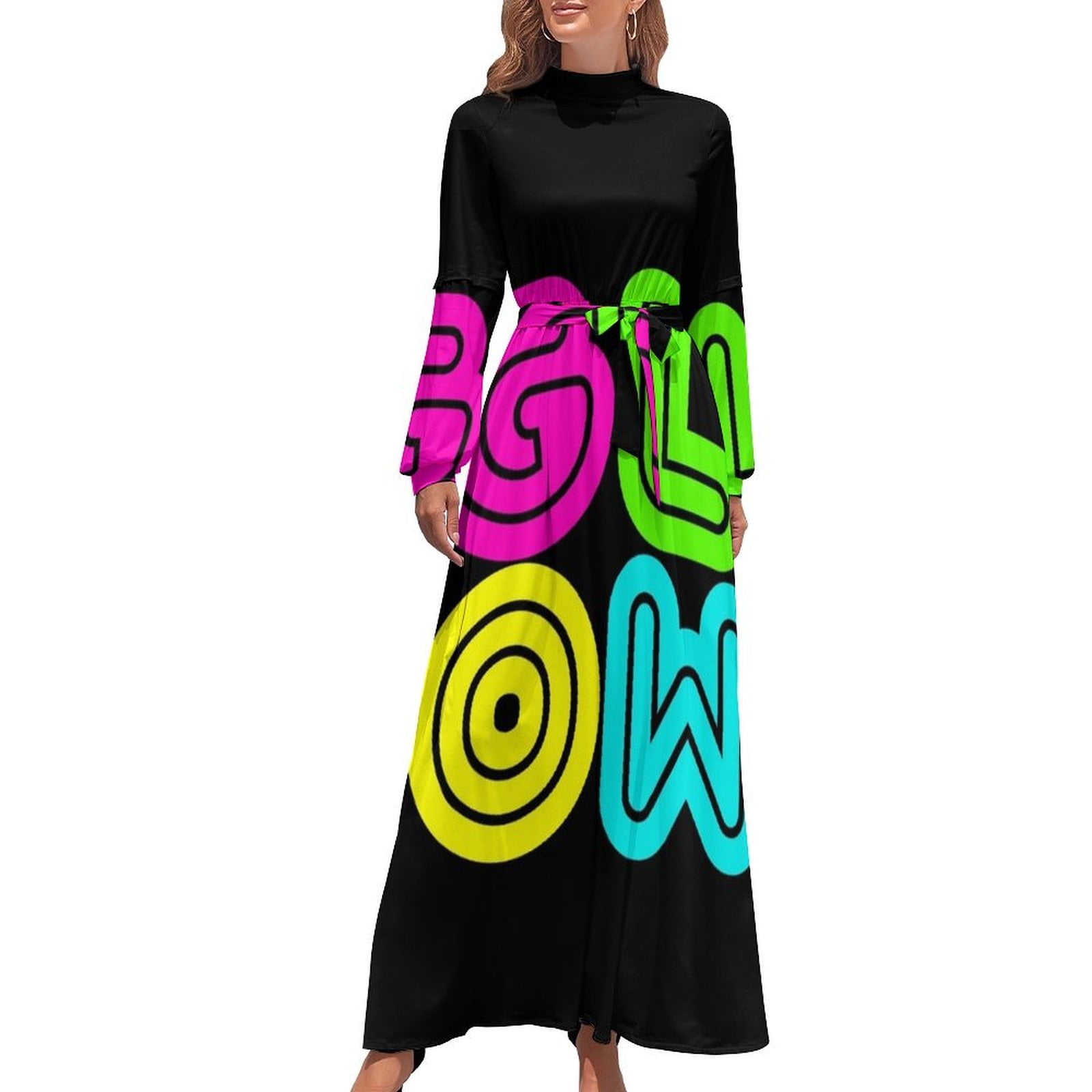 GLOW - 80s Party Birthday design Long Dress prom dress sexy dress festival  outfit women Long veiled dresses - Walmart.com