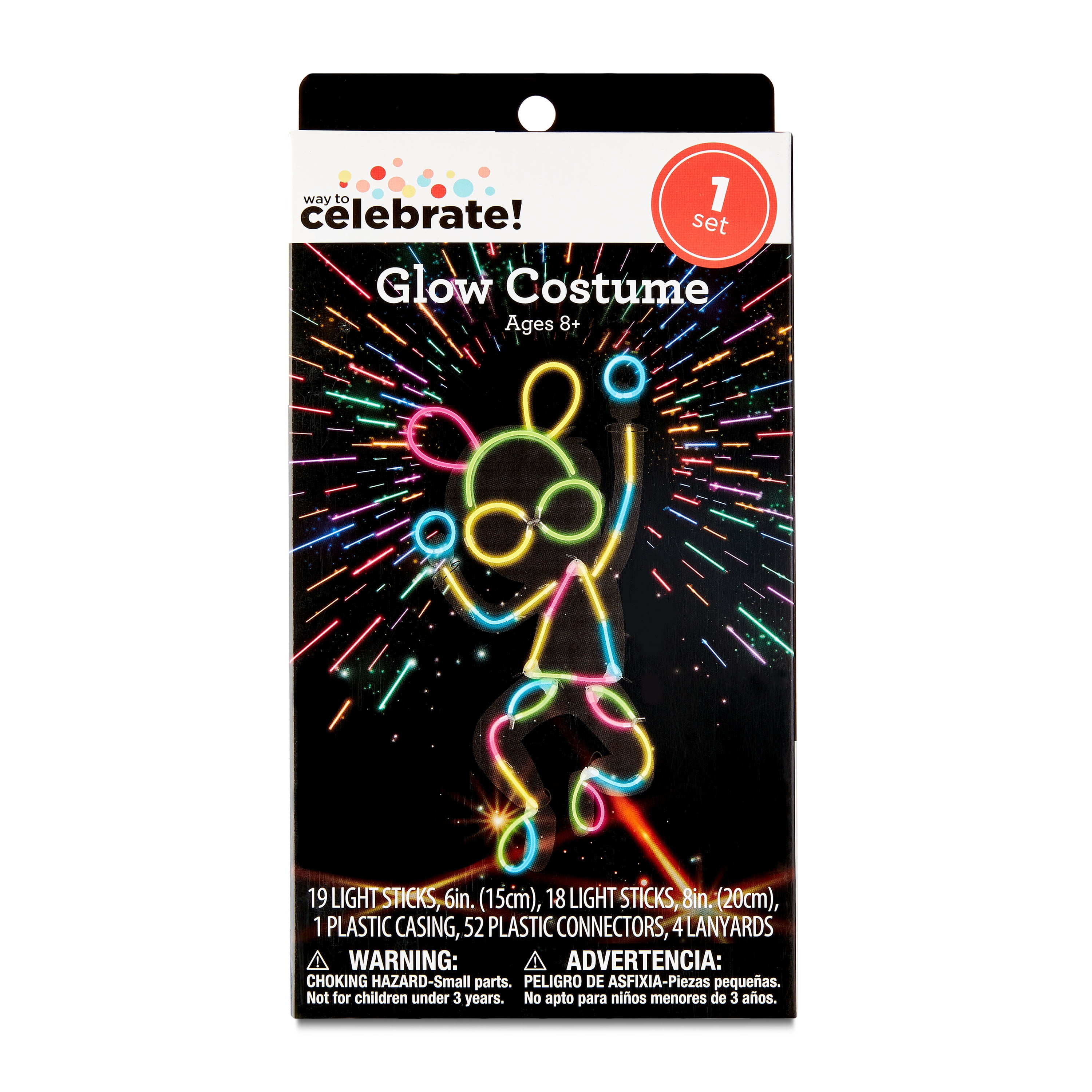 Multicolor Glow Costume for Unisex Child and Adults by Way To Celebrate