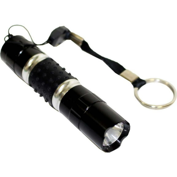 GLOW PRO 3.75" (9.5 cm) Portable Flashlight | High-Brightness LED | Key Ring Attachment | Durable Aluminum Body | Black | 0.75" (1.9 cm) Diameter | Includes AA Battery | Non-Slip Rubber Finish