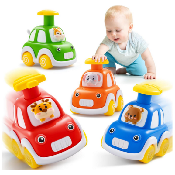 GLOWEEN Press and Go Car Toys , Push Go Friction Vehicle Toys