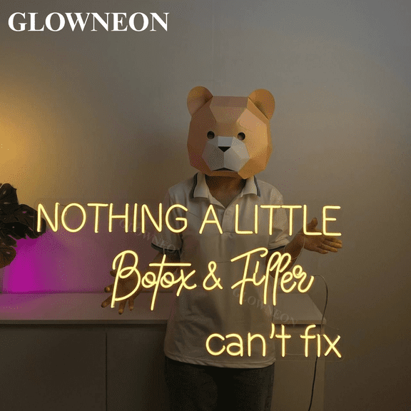 GLOWNEON Botox and Filler Neon Sign, LED Wall Art for Beauty and Esthetician Room Decor