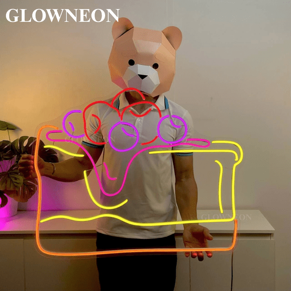 GLOWNEON Cake Neon LED Light, Cake Store Wall Art, Bakery Shop Neon Wall Decor