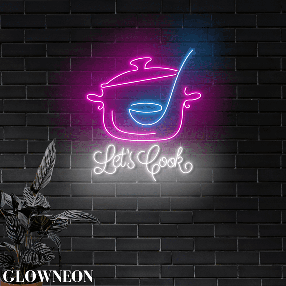 GLOWNEON Cooking Neon Sign, LED Kitchen Wall Art for Home Chef Decor and Cooking Spaces