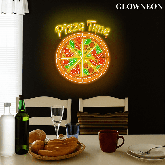 GLOWNEON Pizza Acrylic LED Neon Sign, Light Up Wall Decor for Pizza Restaurants or Pizzeria