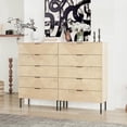 thumbnail image 1 of ANHDAH 5-Drawer 47.24'' Tall Wood Drawer, Modern Fluted Dressers for Bedroom, Living Room, Hallway, Entryway, White Oak, Set of 2, 1 of 7
