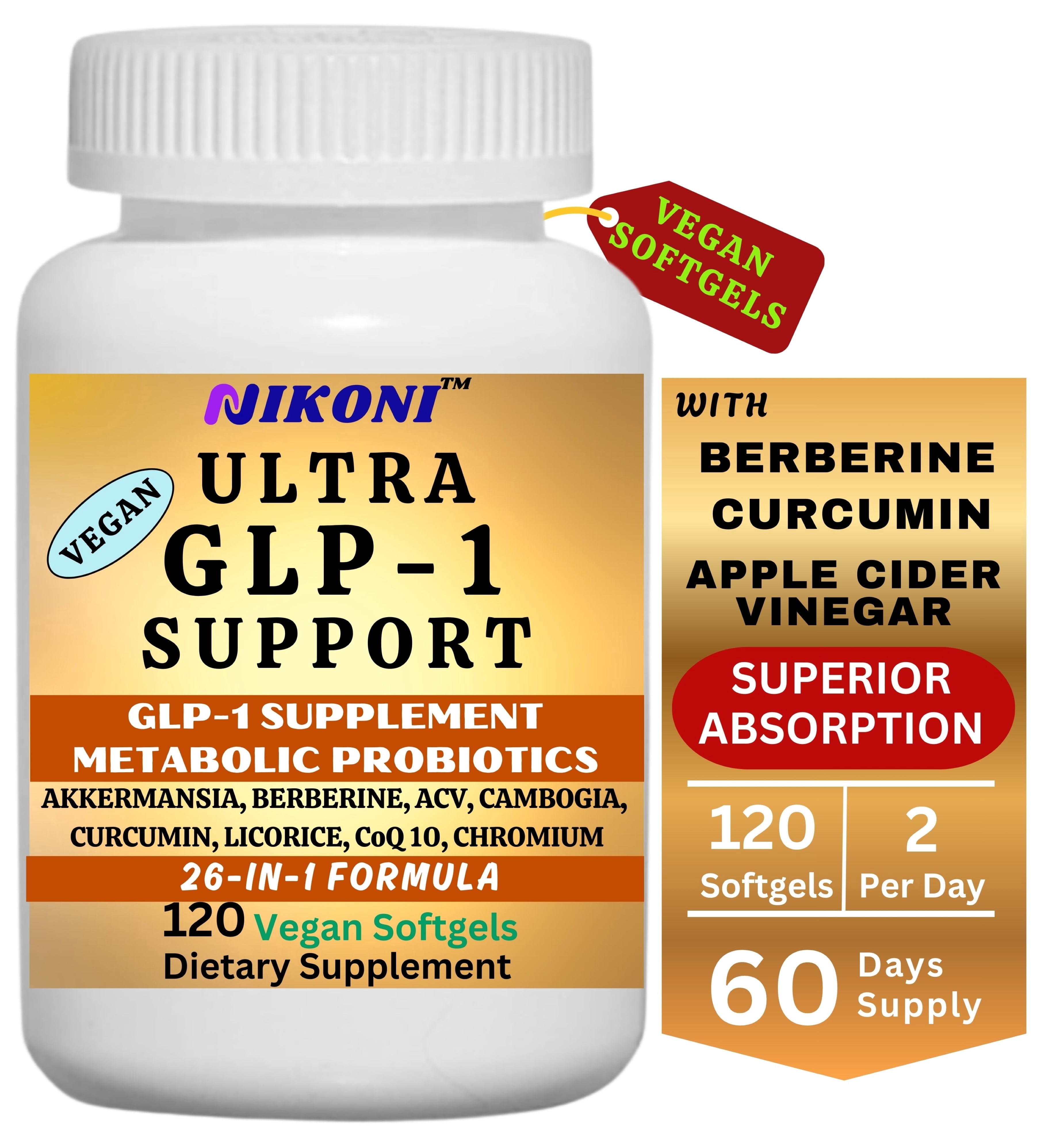 Nikoni Ultra Vegan Softgels, 120 Count, 26-Ingredient Botanical Blend, Liposomal Delivery System - Walmart.com Nikoni Ultra Vegan Softgels, 120 Count, 26-Ingredient Botanical Blend, Liposomal Delivery System - Walmart.com