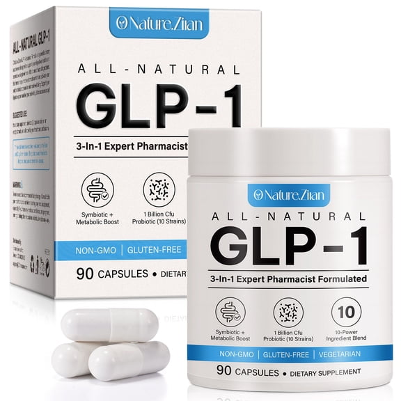 GLP-1 Supplement with Synbiotics, Prebiotics & Probiotics, Daily Gut Wellness Supplement, 90 Capsules