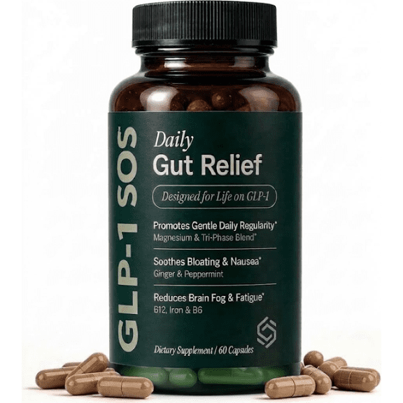 GLP-1 Support Supplement - Constipation Relief & Debloat for Adults & Women - Gentle Laxative Alternative, Gas & Bloating Aid - Magnesium, Ginger, 19-Strain Probiotic, B12-60 Capsules