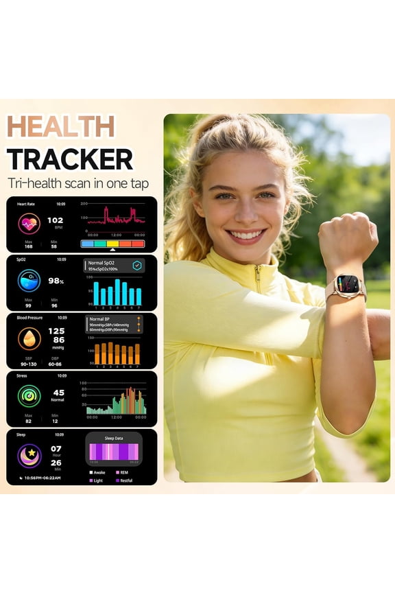 GLPYR [2026 Update] Women Smart Watch, 1.72" Smart Watch for Women with Answer/Make Calls, Sleep/Heart Rate Monitor, Fitness Tracker Watch Support 100+ Sports Modes, IP68 Waterproof (2 Band)