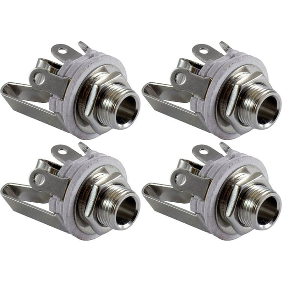 GLS Audio 1/4" Jacks Female TRS Stereo Panel Mount Jack - 4 Pack