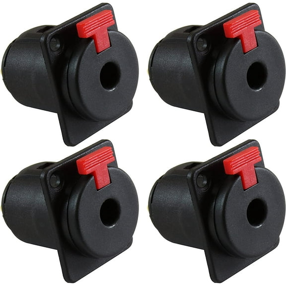 GLS Audio 1/4" Jacks TS and TRS Panel Mount Jack Locking Style D Series Size - 4 Pack