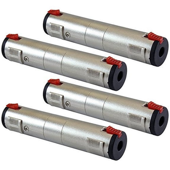 GLS Audio 1/4" Locking Coupler Female Dual TS and TRS Plug Jack Adapter - 1/4 inch to 1/4 inch Barrel Dual Stereo and Mono - 4 Pack