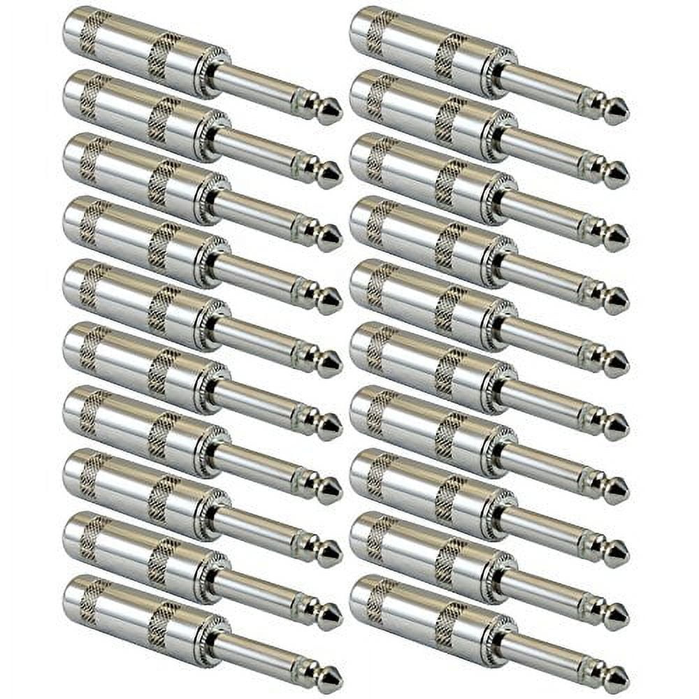GLS Audio 1/4" Plugs for Speaker Cables, Patch Cables, Snakes - TS Male Mono 1/4 Inch Phono 6.3mm Phone Plug Bulk - 20 PACK