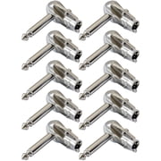 GLS Audio 1/4" Right Angle Plugs TS Mono Flat Low Profile Pancake Style for Speaker Cables, Patch Cables, Snakes - Male 1/4 Inch Phono 6.3mm Phone Plug Bulk - 10 Pack