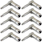 GLS Audio 1/4" Right Angle Plugs TS Mono Heavy Duty Style for Speaker Cables, Patch Cables, Snakes - Male 1/4 Inch Phono 6.3mm Phone Plug Bulk - 10 Pack