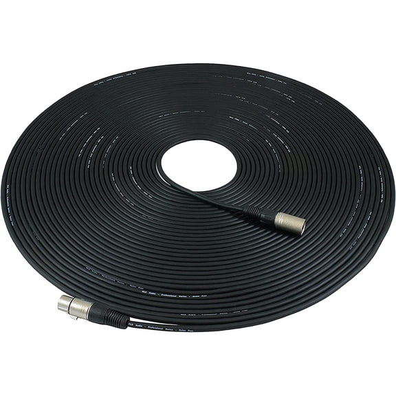GLS Audio 100ft Mic Cable - XLR Male to XLR Female Black Microphone Cables - Single