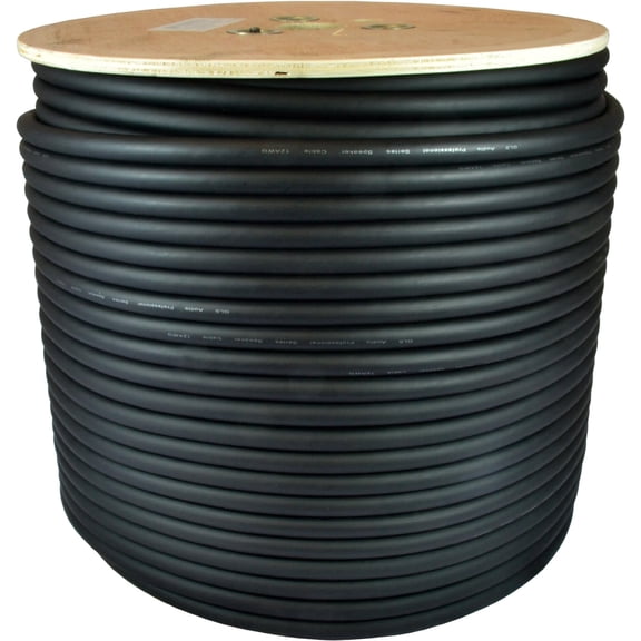 GLS Audio 500 feet Bulk Professional Speaker Cable 12AWG Black - Patch Cord 12 Gauge Wire - Pro 500' Spool Roll 12G 2 Co