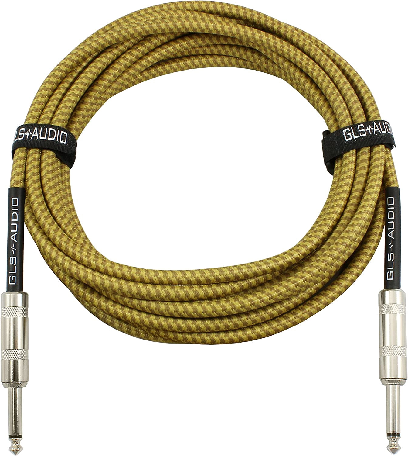 gls audio 20 foot guitar instrument cable - 1/4 inch ts to 1/4 inch ts 20 ft brown yellow tweed cloth jacket - 20 feet pro cord 20' phono 6.3mm - single