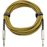 gls audio 20 foot guitar instrument cable - 1/4 inch ts to 1/4 inch ts 20 ft brown yellow tweed cloth jacket - 20 feet pro cord 20 phono 6.3mm - single