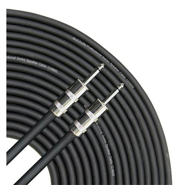 GLS Audio Speaker Cable 1/4" to 1/4" - 12 AWG Professional Bass/Guitar Speaker Cable for Amp - Black, 100 Ft.