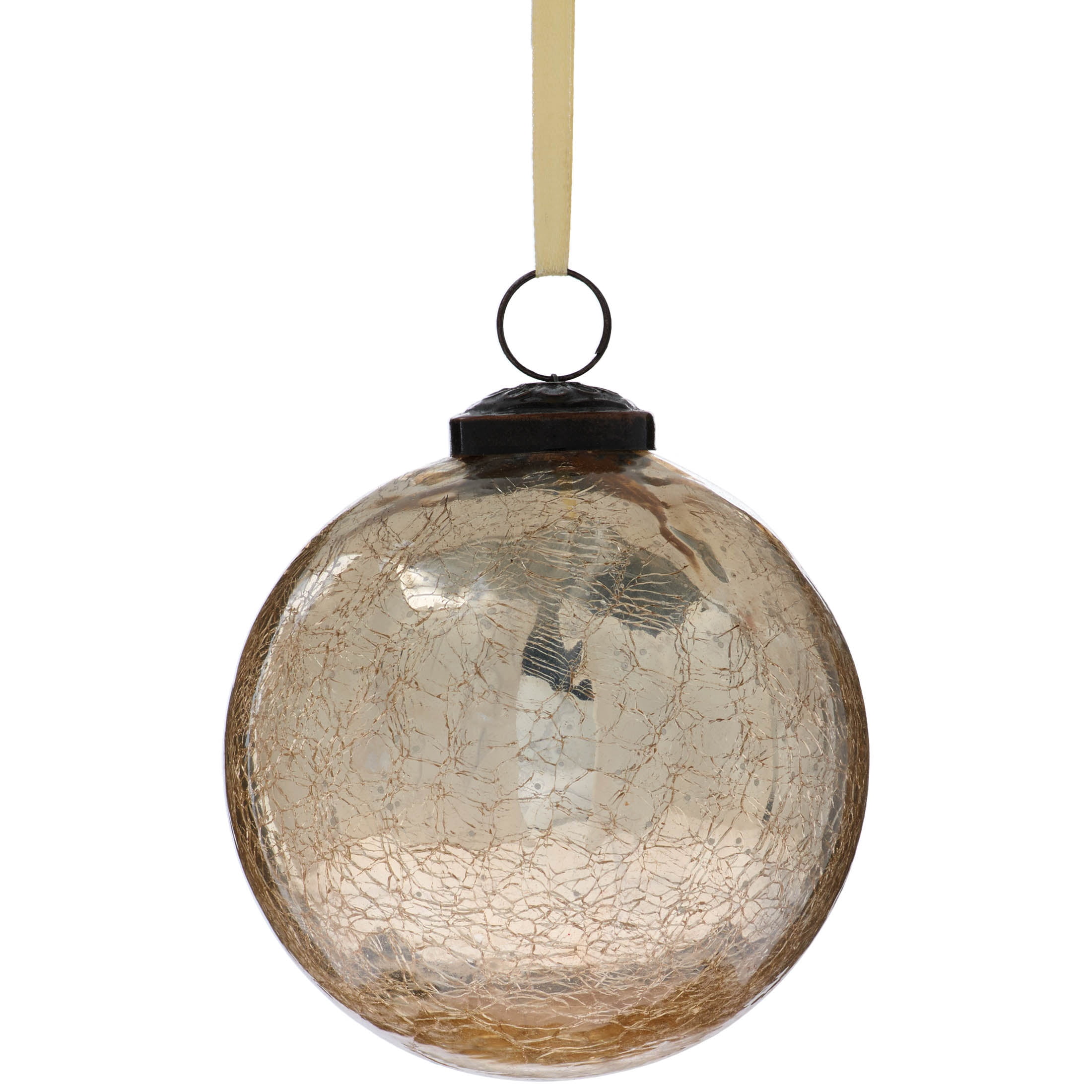 Gold Crackle Glass Ball Christmas Ornament, 4", by Holiday Time