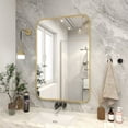 thumbnail image 1 of GLSLAND Bathroom Mirror for Wall 20" x 28" Hanging Mirrors with Rectangle Rounded Corners for Modern Bathroom, Bedroom, Living Room, Gold, 1 of 8