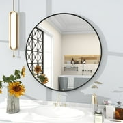 GLSLAND Bathroom Round Mirror Wall Decor Mirror 36", Black