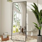 GLSLAND Full Length Mirror 63"x20" Large Body Floor Mirrors Standing Hanging or Leaning,Black