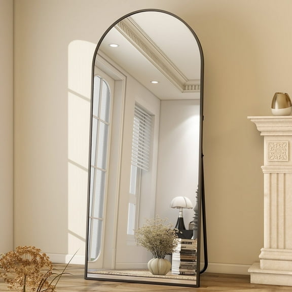GLSLAND Full Length Mirror 71"x 27" Floor Mirror Arched Standing Dressing Mirror for Berdroom, Black