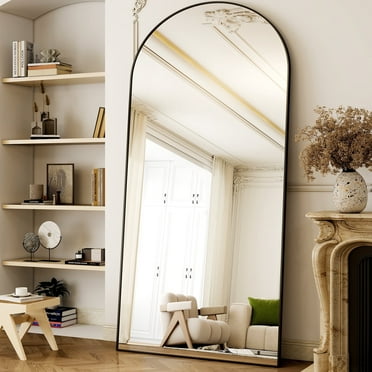 GLSLAND Full Length Mirror 76.1"x 35" Floor Mirror Arched Standing Dressing Mirror for Berdroom, Black