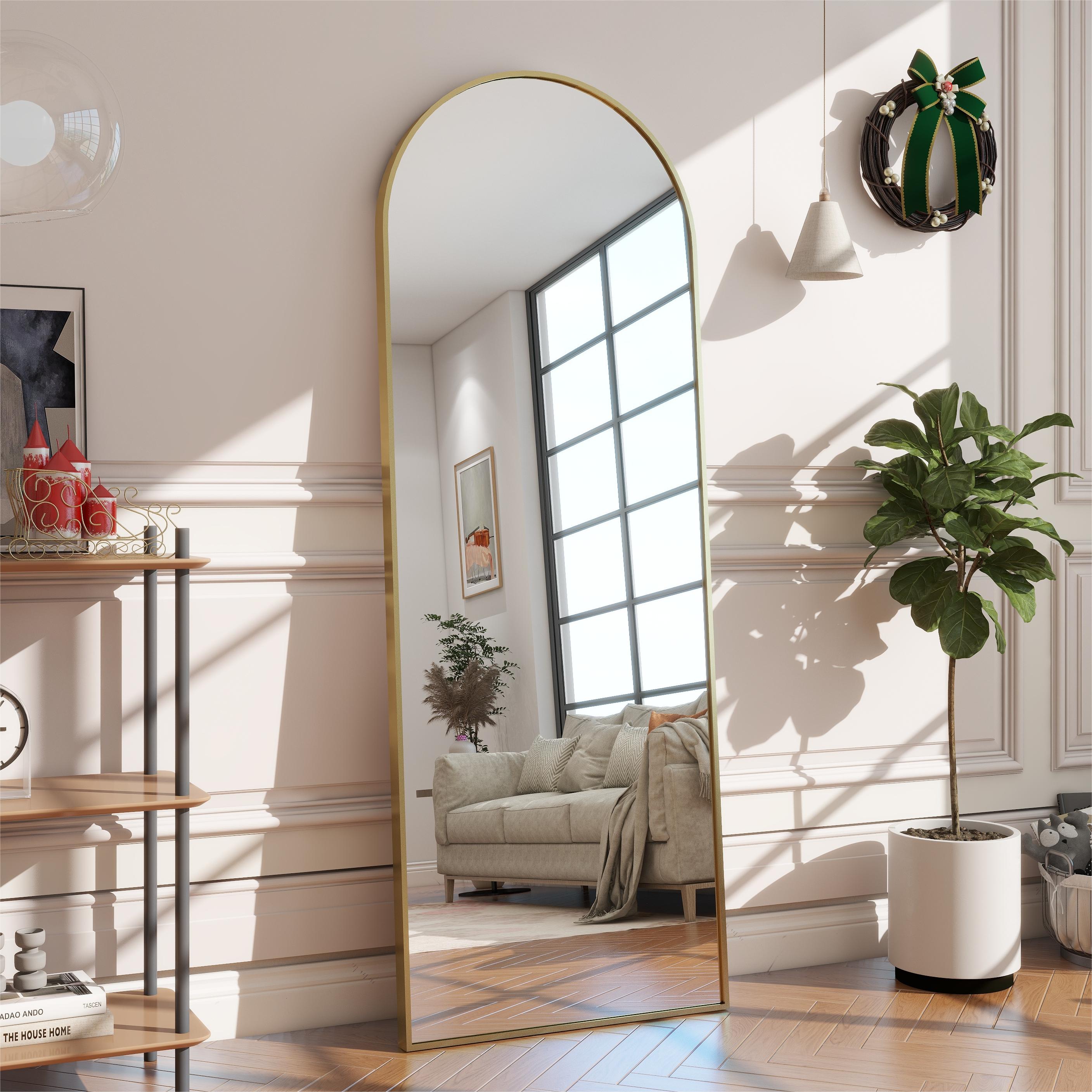 GLSLAND Full Length Mirror Arch Standing Floor Mirror, 58"x18" Arched