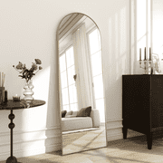 GLSLAND Full Length Mirror Arch Standing Floor Mirror, 64" x 21" Large Arched Wall Mirror Hanging or Leaning Arched-Top Full Body Mirror, Gold